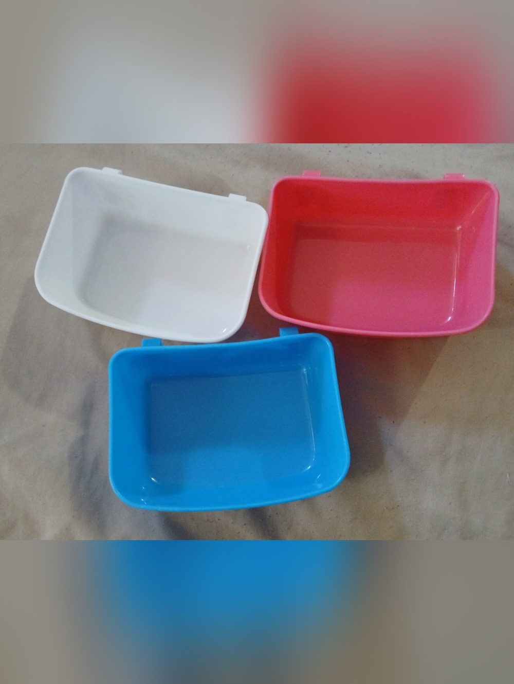 Set of 3 Plastic Food Trays For Birds. Like New.
